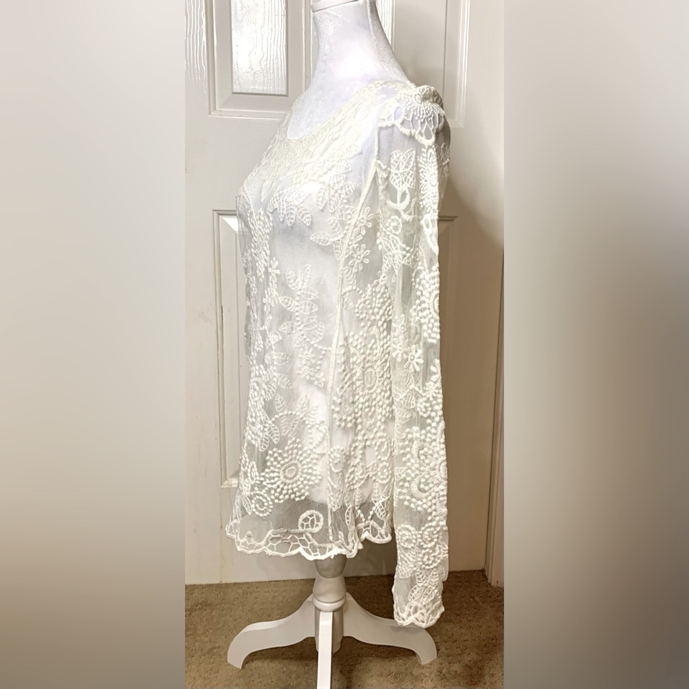 Pink Melo Sheer Lace Top